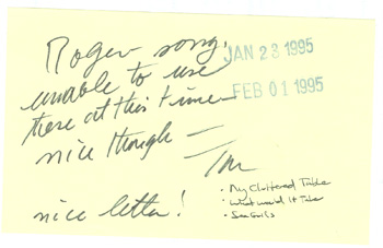 1995 note from Tom Tilford of MPR.